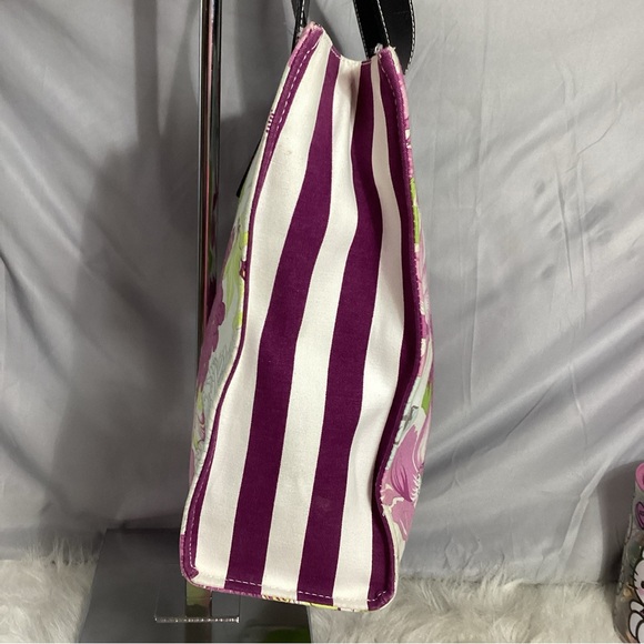 Rare Burberry London Floral Pattern Canvas & Leather Tote Bag EUC - Picture 8 of 13